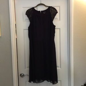 Purple lace & chiffon plus size dress.